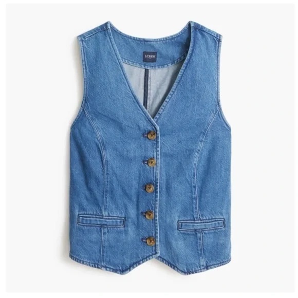 J. Crew Jackets & Blazers - J.Crew Cottagecore denim vest V-neckline button-front closure